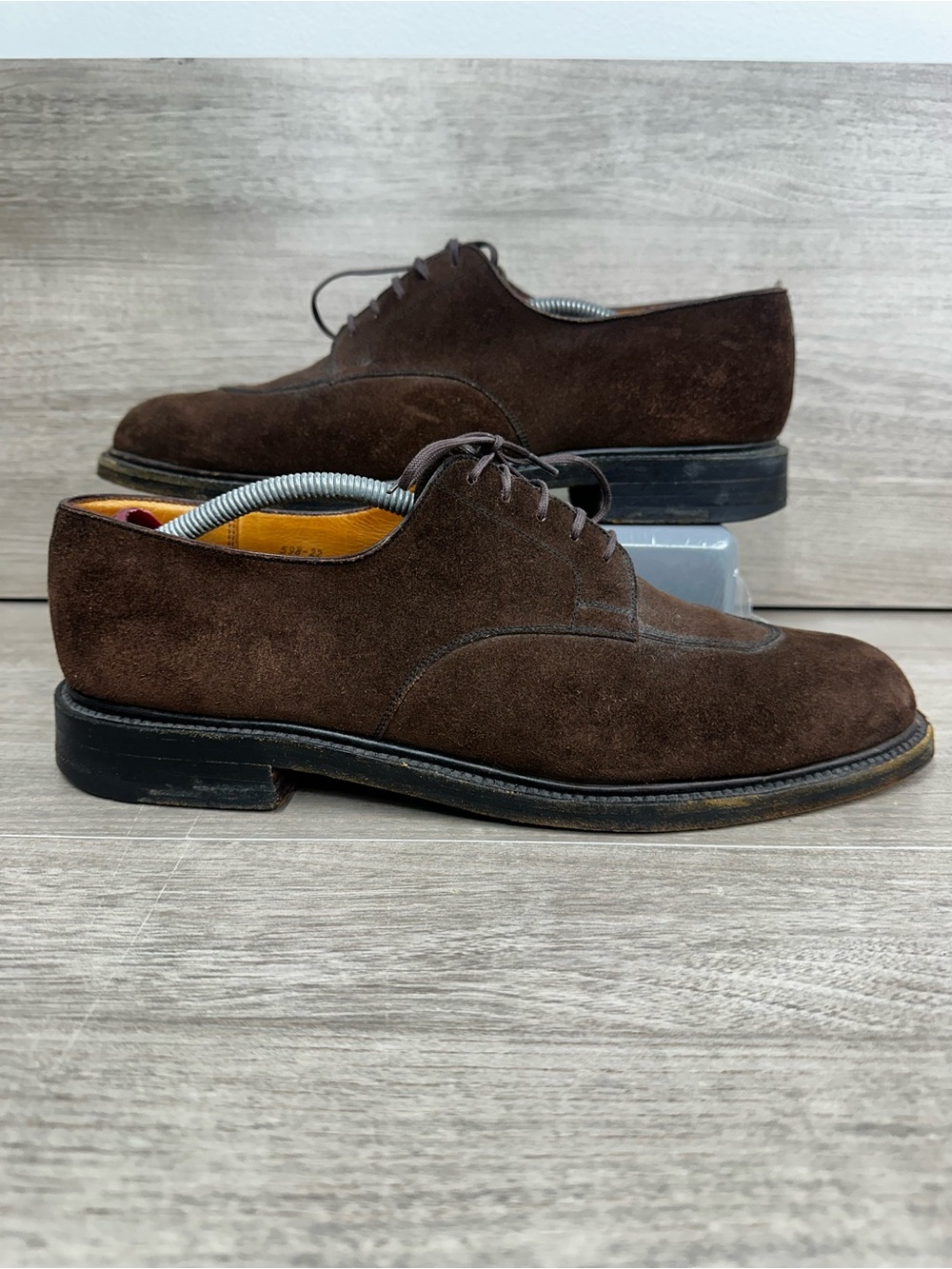 JM Weston 598 Demi-Chasse Split Toe Derby Brown Suede Shoes Men 10.5 UK/ 11.5 US